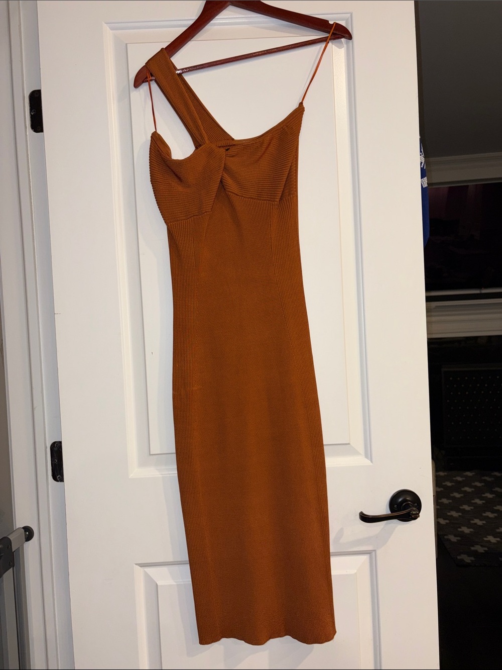 House of Harlow 1960 One-Shoulder Rust Midi Dress